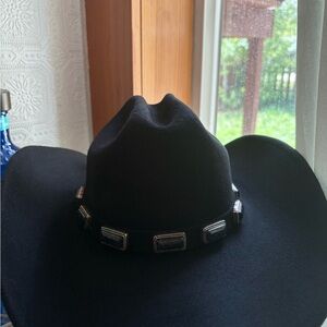 12th Tribe Black Western Hat with Leather Band